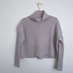 ALC Woman's XS 100% Merino Wool Sweater Light Purple Ribbed Long Sleeve Cropped